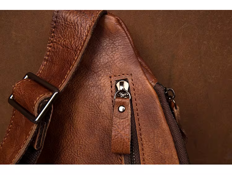 Top-grain cowhide crossbody bag 18cm