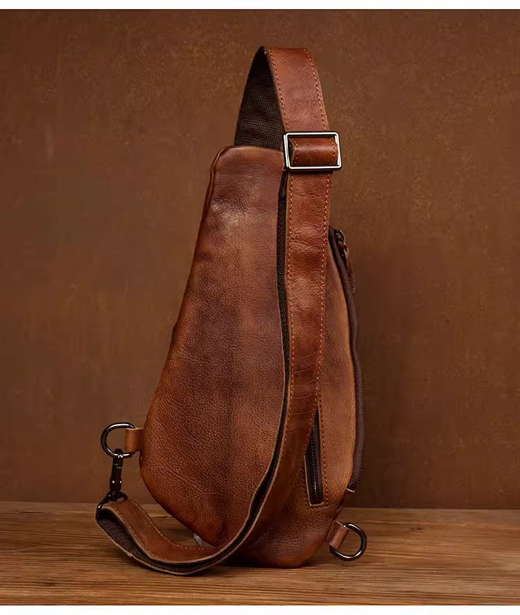 Top-grain cowhide crossbody bag 18cm
